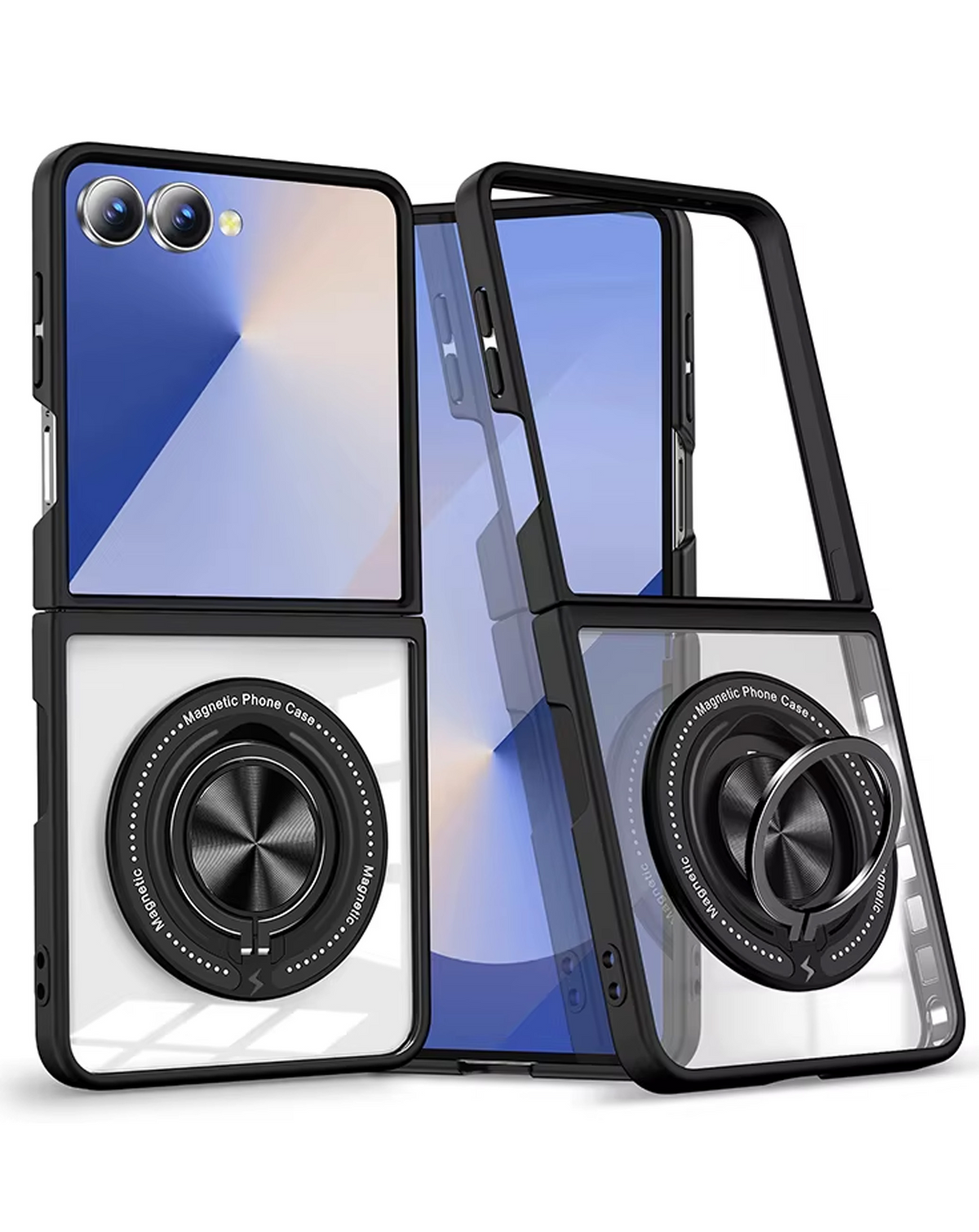 Skin Feel Transparent Case with Kickstand (BLACK) for Galaxy Z Flip 8