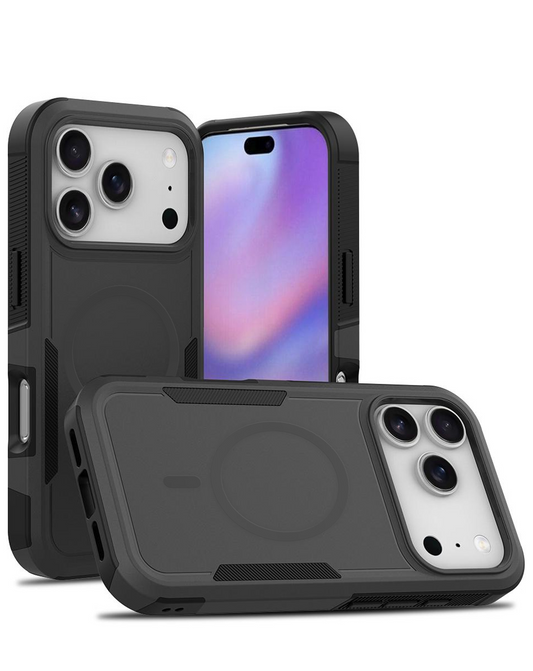 Magnetic Dual-Layer Shockproof Case for iPhone 17 Pro / 18 Pro (BLACK)