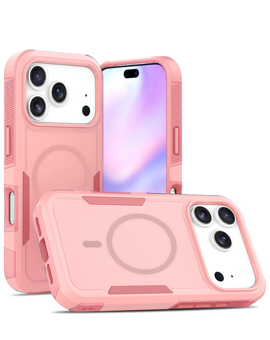 Magnetic Dual-Layer Shockproof Case for iPhone 17 Pro / 18 Pro (PINK)