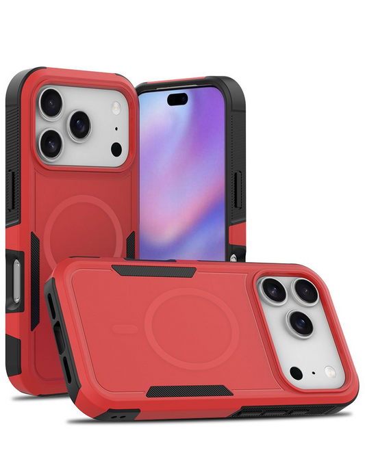 Magnetic Dual-Layer Shockproof Case for iPhone 17 Pro / 18 Pro (RED)