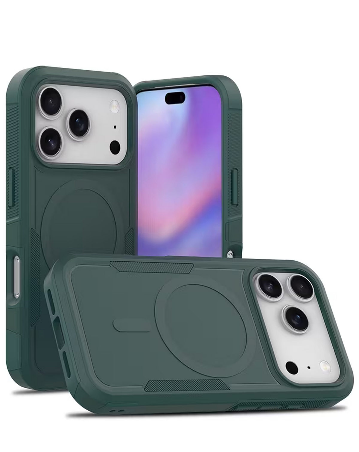 Magnetic Dual-Layer Shockproof Case for iPhone 17 Pro / 18 Pro (DARK GREEN)