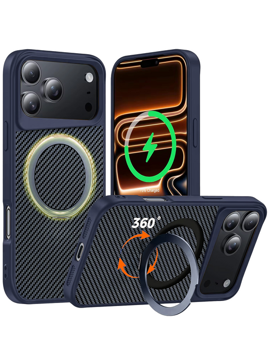 Premium Quality Magnetic Protective Case with 360 Rotating Ring Stand for iPhone 17 Pro / 18 Pro (Navy)