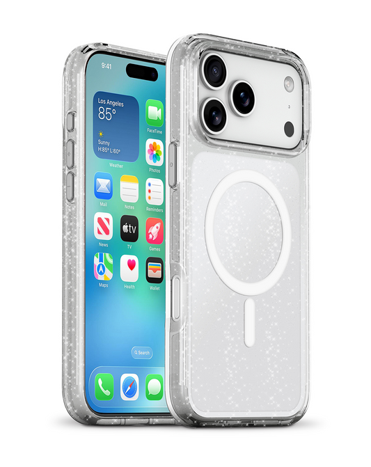 xBase by PowerPeak Sparkleline Series MagSafe Case (Silver Glitter) for iPhone 17 Pro / 18 Pro