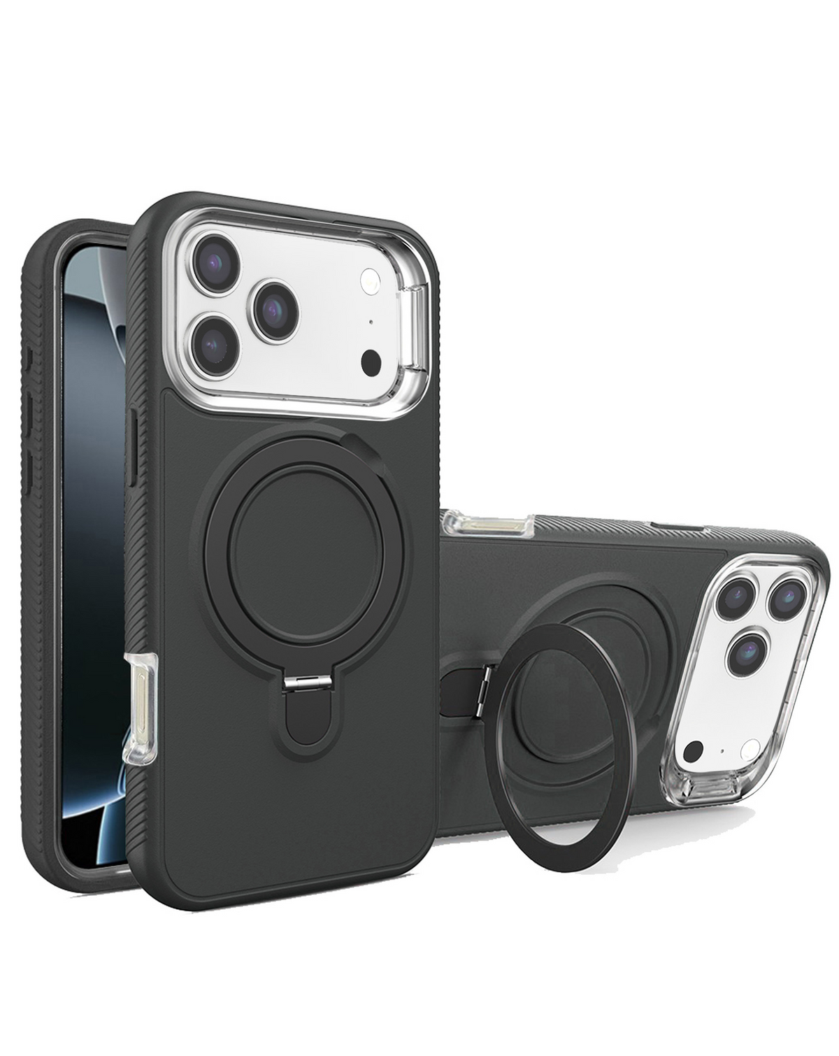 Support Heavy Duty Case with Wireless Charging Kickstand for iPhone 17 Pro / 18 Pro (Black)
