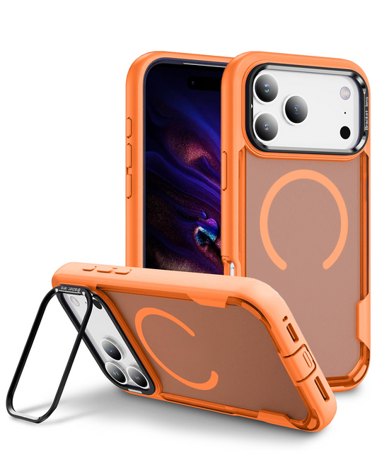 Shockproof Magsafe Case with Camera Stand for iPhone 17 Pro / 18 Pro (ORANGE)