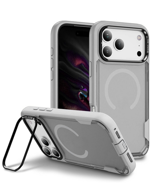 Shockproof Magsafe Case with Camera Stand for iPhone 17 Pro / 18 Pro (Gray)