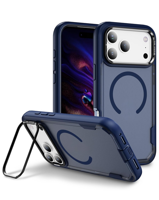 Shockproof Magsafe Case with Camera Stand for iPhone 17 Pro / 18 Pro (Blue)