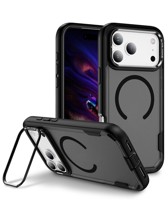 Shockproof Magsafe Case with Camera Stand for iPhone 17 Pro / 18 Pro (Black)