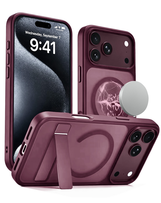 Magnetic Dual-Stand Protective Case for iPhone 17 Pro / 18 Pro (WINE)