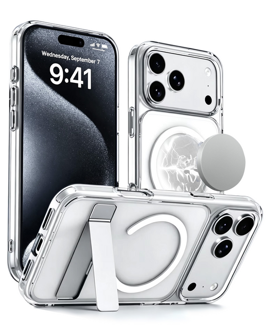Magnetic Dual-Stand Protective Case for iPhone 17 Pro / 18 Pro (WHITE)
