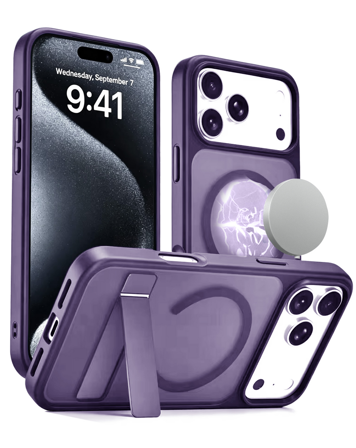 Magnetic Dual-Stand Protective Case for iPhone 17 Pro / 18 Pro (PURPLE)