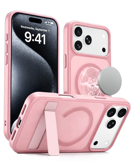 Magnetic Dual-Stand Protective Case for iPhone 17 Pro / 18 Pro (PINK)