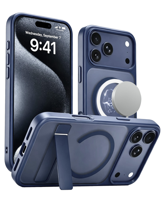 Magnetic Dual-Stand Protective Case for iPhone 17 Pro / 18 Pro (NAVY)