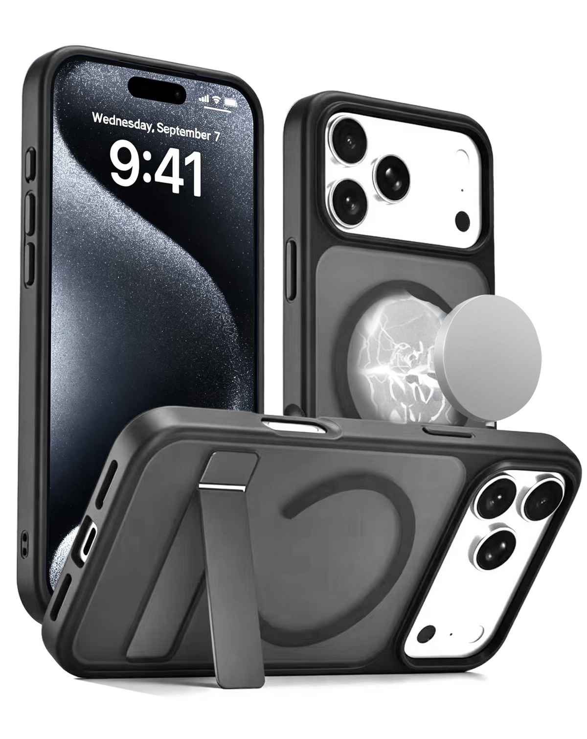 Magnetic Dual-Stand Protective Case for iPhone 17 Pro / 18 Pro (BLACK)