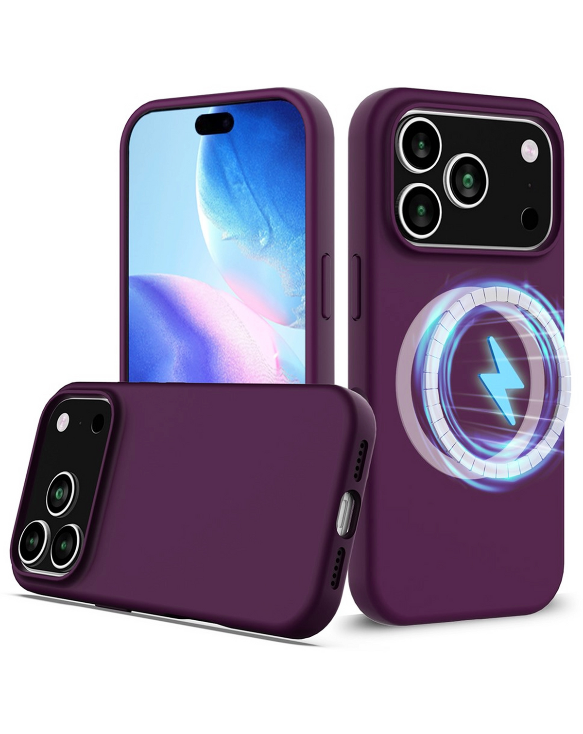 Soft Solid Silicone Case with Wireless Charging for iPhone 17 Pro / 18 Pro (PURPLE)