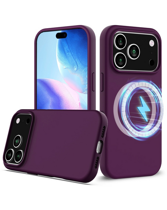 Soft Solid Silicone Case with Wireless Charging for iPhone 17 Pro / 18 Pro (PURPLE)