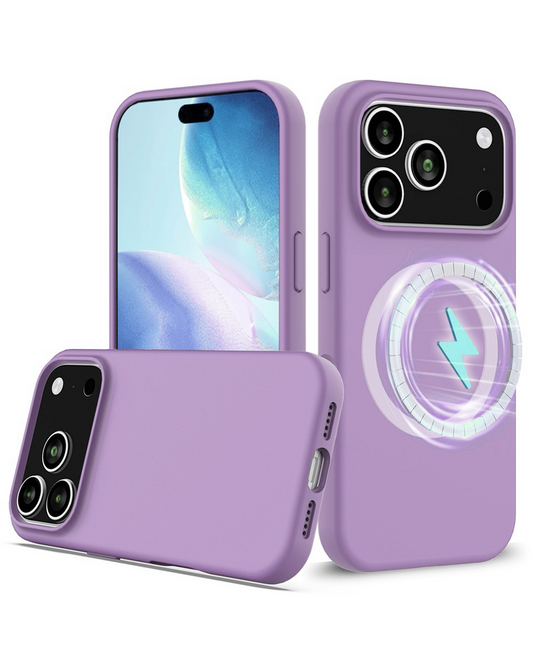 Soft Solid Silicone Case with Wireless Charging for iPhone 17 Pro / 18 Pro (LILAC)