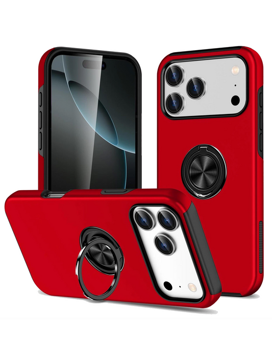 Dual Layer Case with Magnetic Ring for iPhone 17 Pro / 18 Pro (RED)
