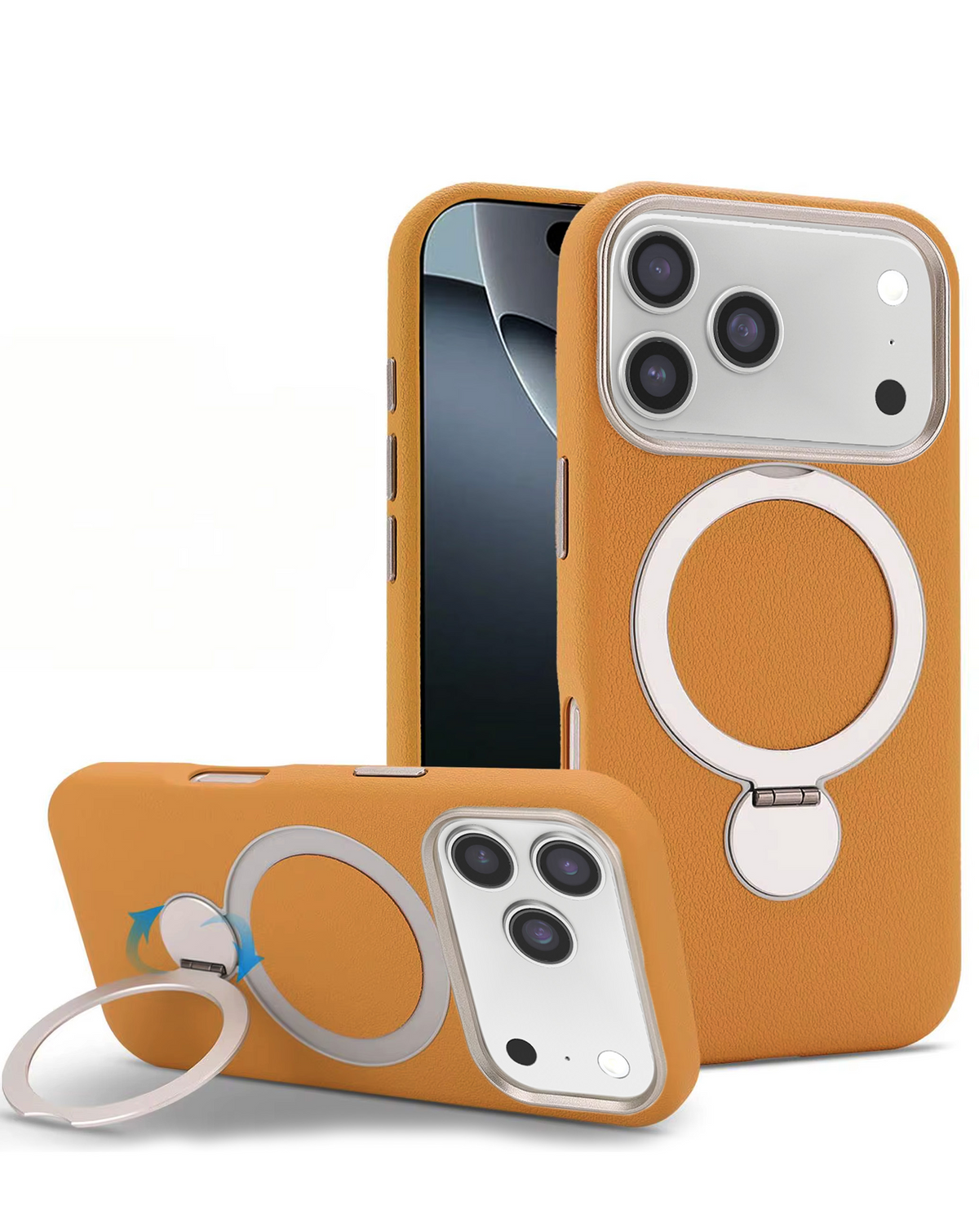 Silicone Magnetic Ring Stand Case for iPhone 17 Pro / 18 Pro (BROWN)