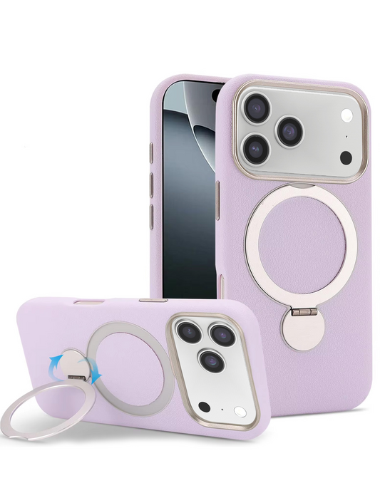 Silicone Magnetic Ring Stand Case for iPhone 17 Pro / 18 Pro (Lilac)