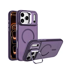 Translucent Slim Case Wireless Charging w/ Stand for iPhone 17 Pro / 18 Pro (PURPLE)