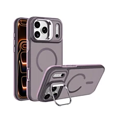 Translucent Slim Case Wireless Charging w/ Stand for iPhone 17 Pro / 18 Pro (PINK)