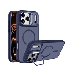 Translucent Slim Case Wireless Charging w/ Stand for iPhone 17 Pro / 18 Pro (NAVY)