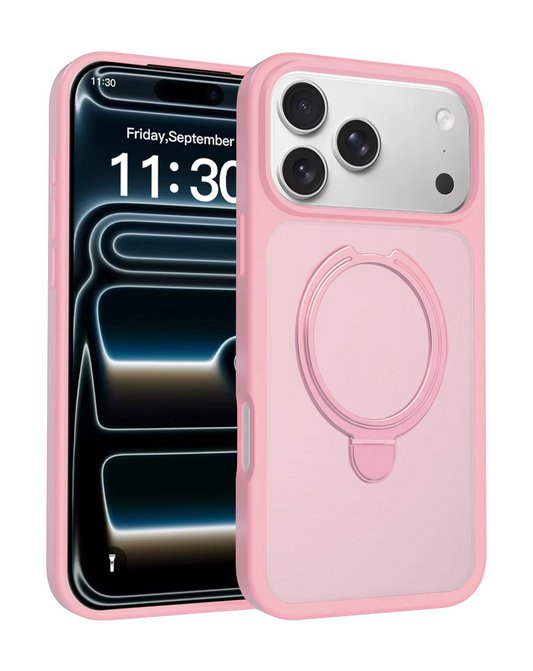 Slim Clear Case with Foldable Ring Stand for iPhone 17 Pro / 18 Pro (PINK)