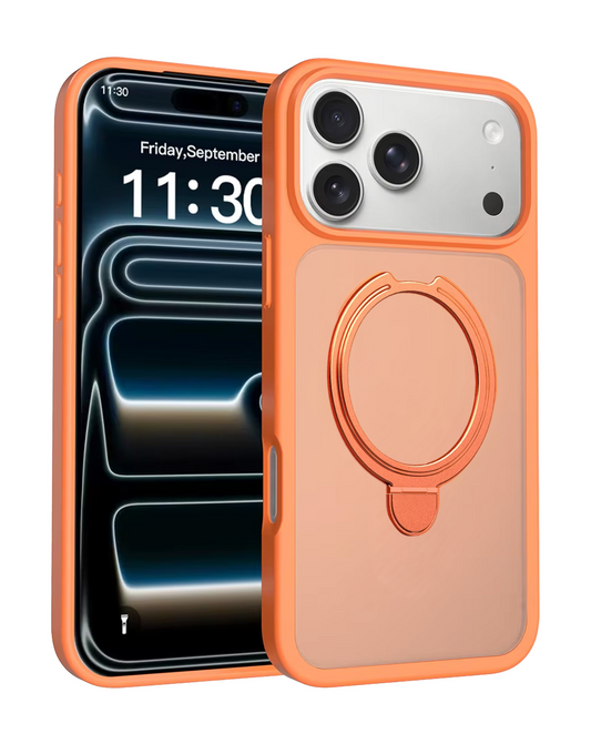Slim Clear Case with Foldable Ring Stand for iPhone 17 Pro / 18 Pro (ORANGE)