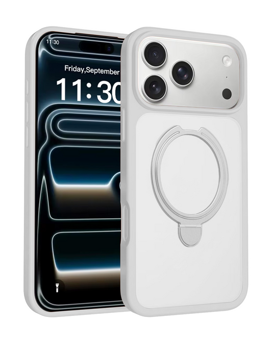 Slim Clear Case with Foldable Ring Stand for iPhone 17 Pro / 18 Pro (GRAY)