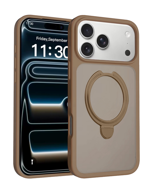 Slim Clear Case with Foldable Ring Stand for iPhone 17 Pro / 18 Pro (BROWN)