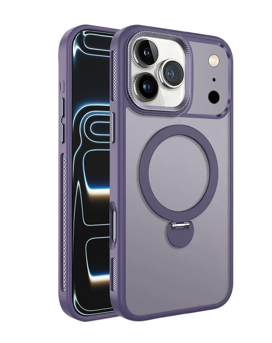 Luxury Matte Hard Magnetic Ring Holder Case for iPhone 17 Pro / 18 Pro (PURPLE)