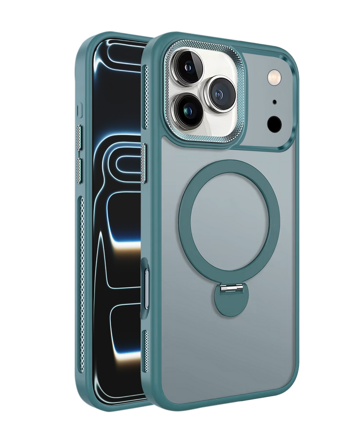 Luxury Matte Hard Magnetic Ring Holder Case for iPhone 17 Pro / 18 Pro (GREEN)
