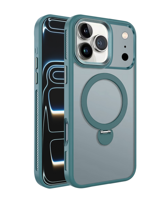 Luxury Matte Hard Magnetic Ring Holder Case for iPhone 17 Pro / 18 Pro (GREEN)