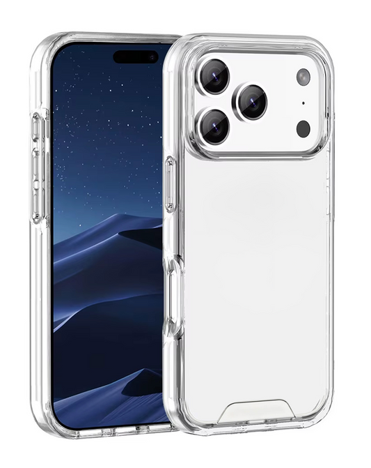 Hard Clear Case with Metal Button for iPhone 17 Pro / 18 Pro (CLEAR)