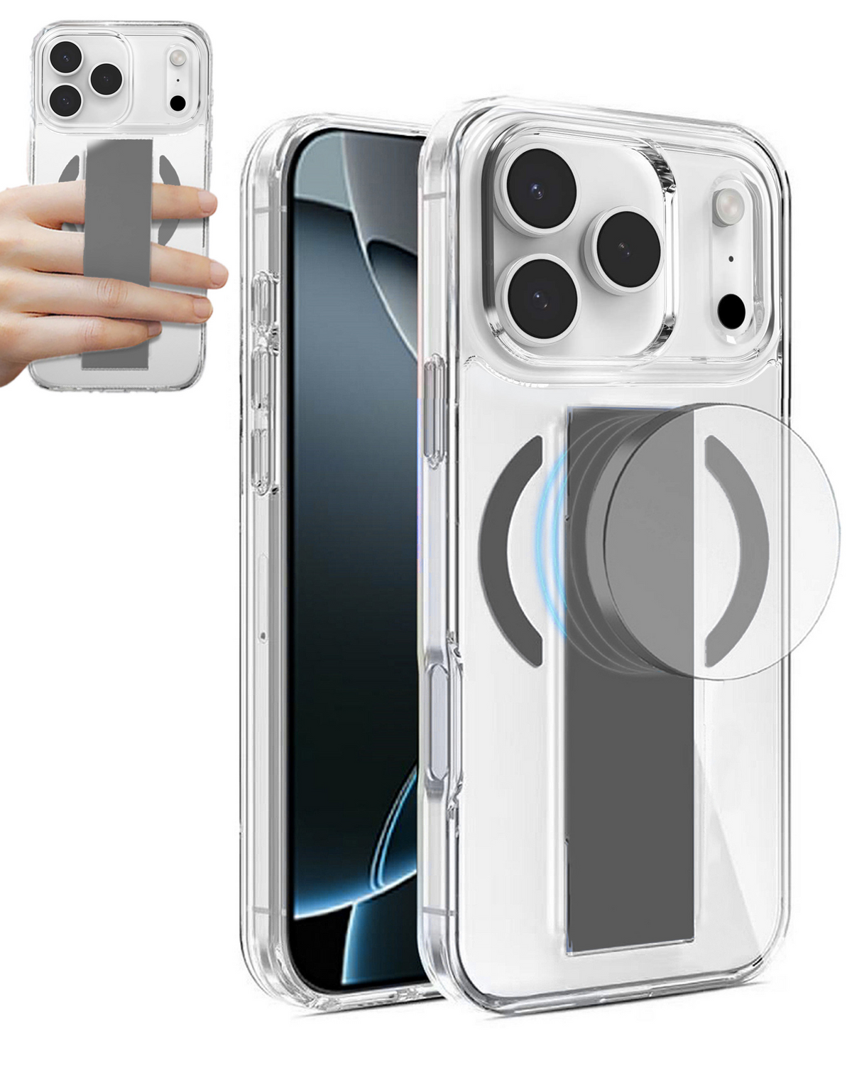 Hard Clear Case with MagGrip for iPhone 17 Pro / 18 Pro (DARK GRAY)