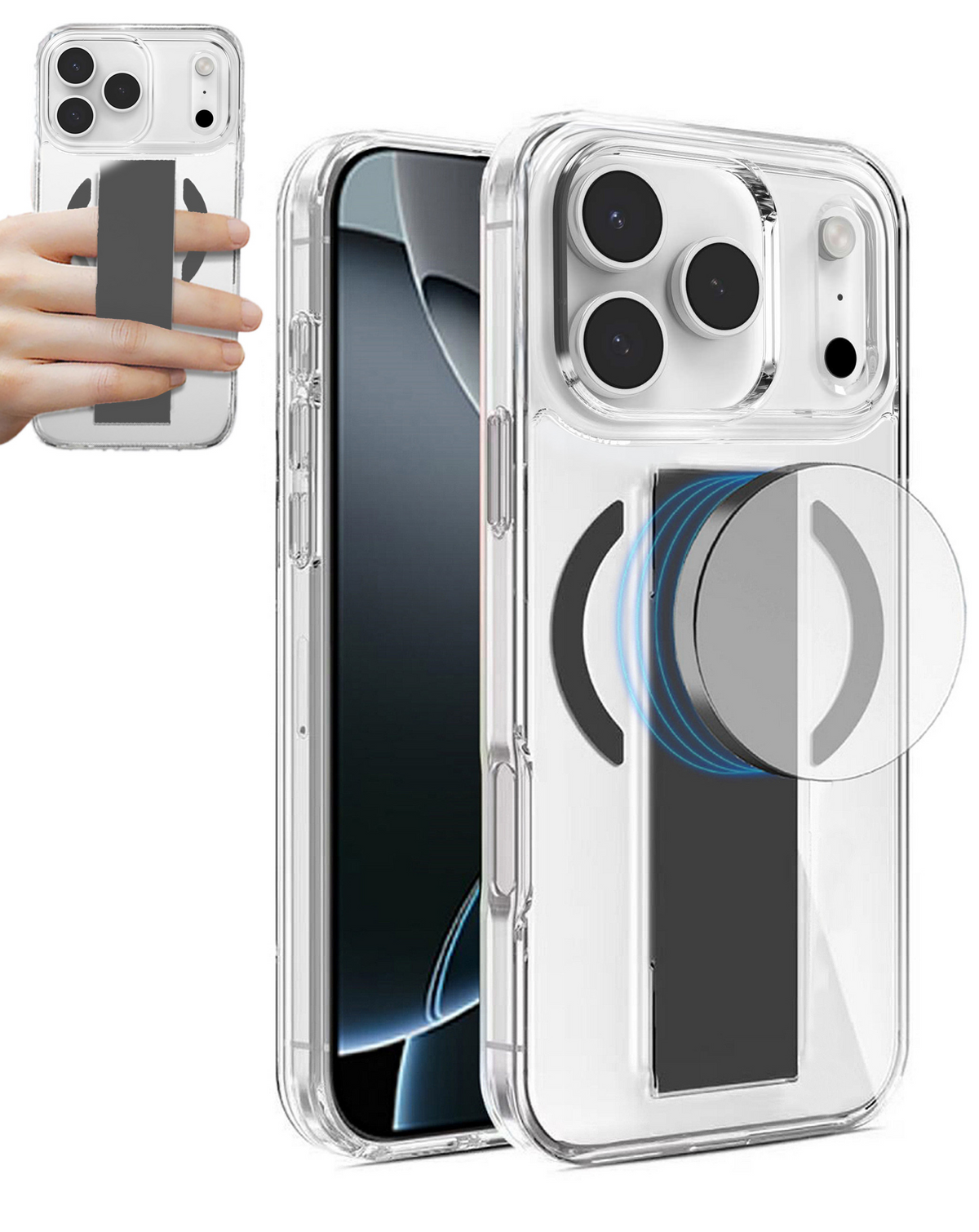 Hard Clear Case with MagGrip for iPhone 17 Pro / 18 Pro (BLACK)