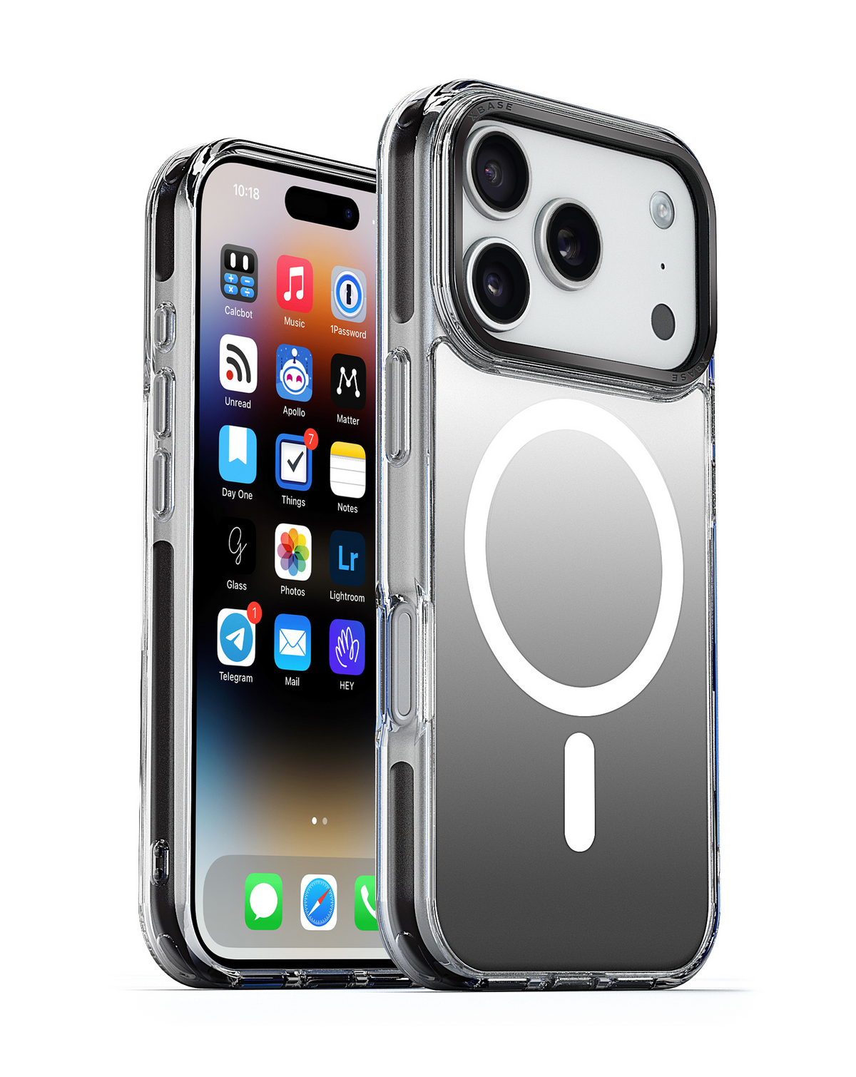 xBase by PowerPeak DuoHybrid MagSafe Compatible Case (Silver & Black) for iPhone 17 Pro / 18 Pro