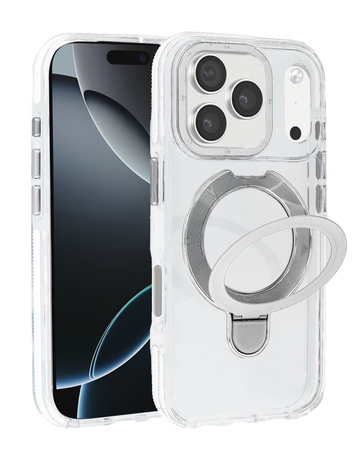 Transparent Wireless Charging Kickstand Case (CLEAR) for iPhone 17 Pro / 18 Pro