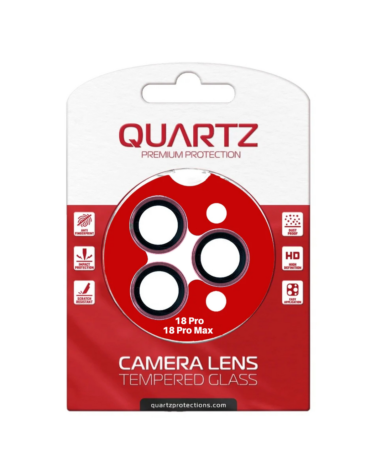 QUARTZ HD Tempered Glass with Metal Ring for iPhone 18 Pro / 18 Pro Max Back Camera (DARK CHERRY)