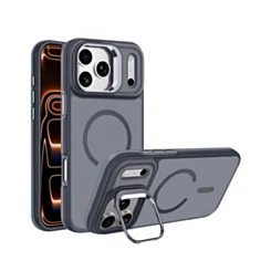 Translucent Slim Case Wireless Charging w/ Stand for iPhone 17 Pro Max / 18 Pro Max (GRAY)