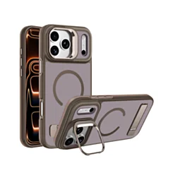 Translucent Slim Case Wireless Charging w/ Stand for iPhone 17 Pro Max / 18 Pro Max (BROWN)