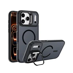Translucent Slim Case Wireless Charging w/ Stand for iPhone 17 Pro Max / 18 Pro Max (BLACK)