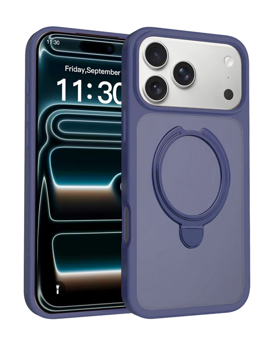 Slim Clear Case with Foldable Ring Stand for iPhone 17 Pro Max / 18 Pro Max (NAVY)