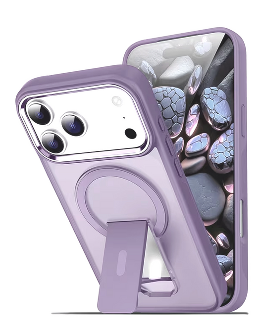 Clear Magnetic Case with Built-in Kickstand for iPhone 17 Pro Max / 18 Pro Max (LAVENDER)