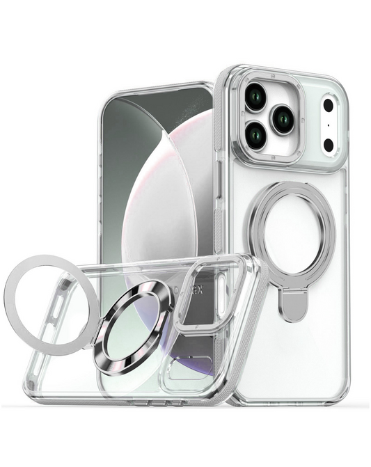 Transparent Wireless Charging Kickstand Case (CLEAR) for iPhone 17 Pro Max / 18 Pro Max