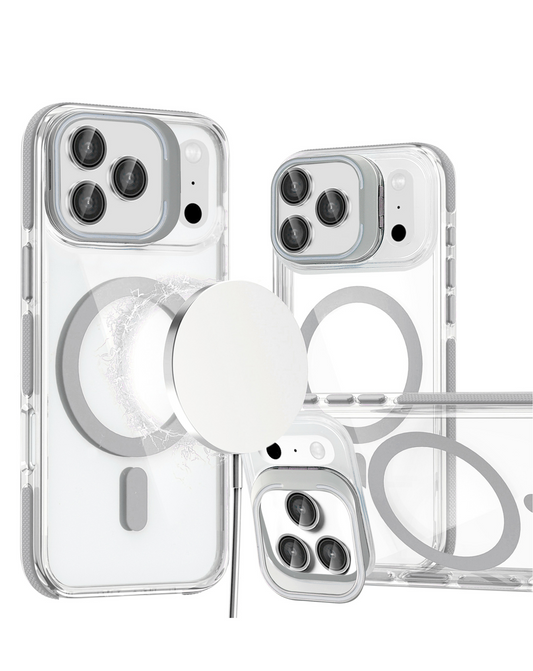 Thin Magnetic Clear Case with Camera Stand Kickstand (CLEAR) for iPhone 17 Pro Max / 18 Pro Max