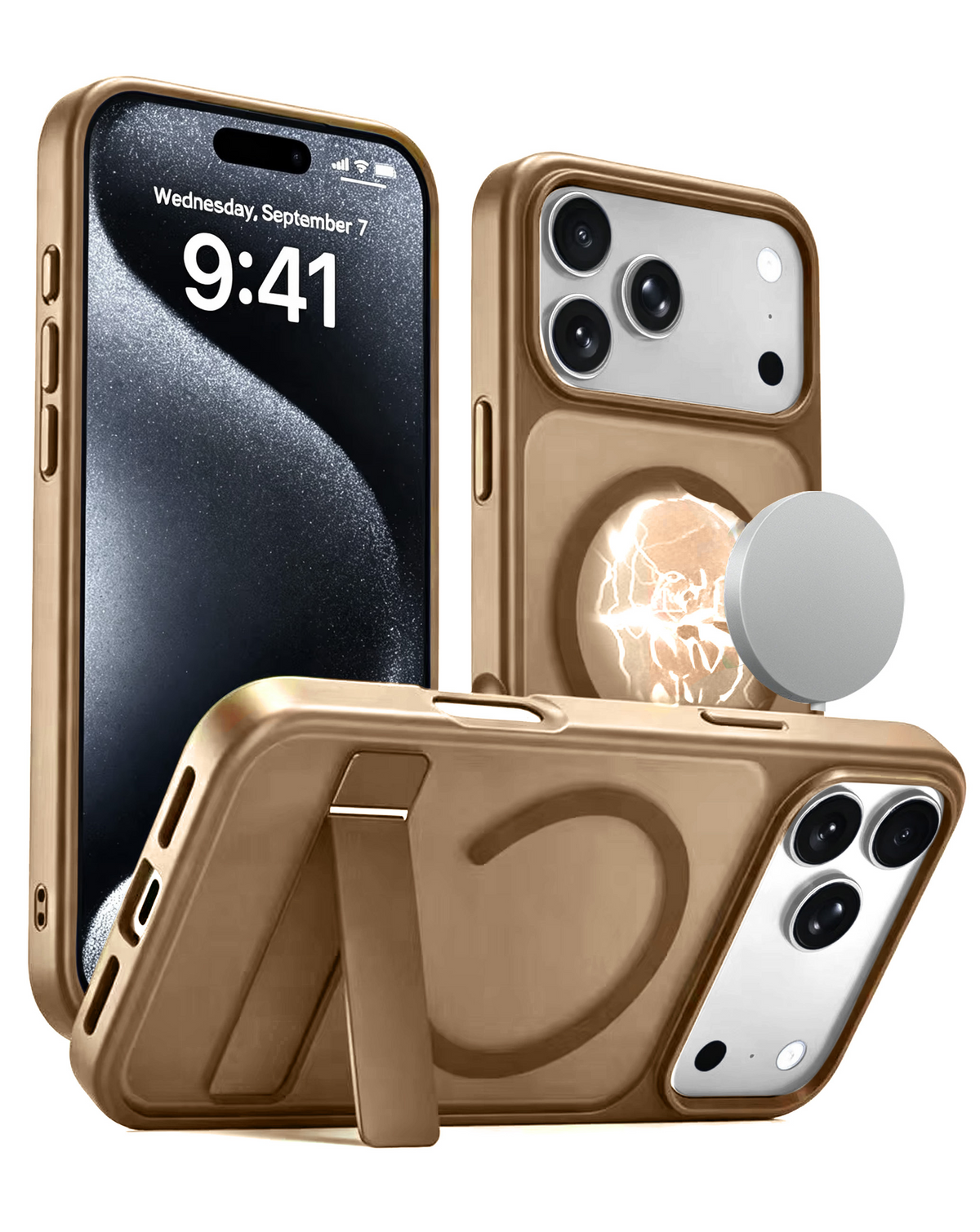 Magnetic Dual-Stand Protective Case for iPhone 17 Pro Max / 18 Pro Max (BROWN)