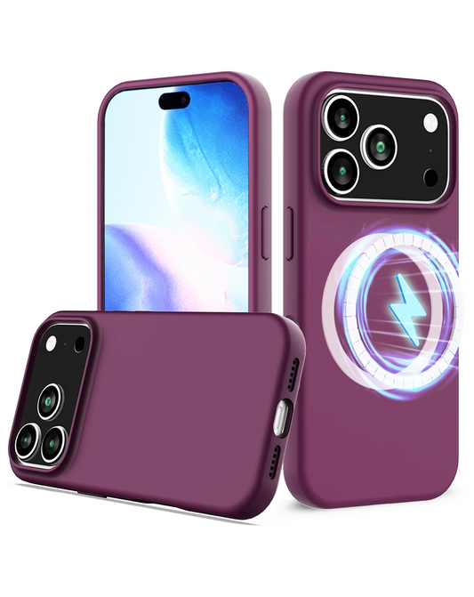 Soft Solid Silicone Case with Wireless Charging for iPhone 17 Pro Max / 18 Pro Max (MAROON)
