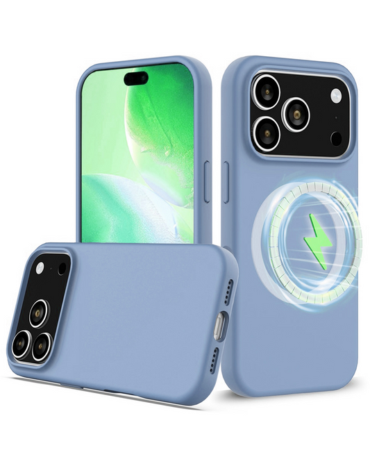 Soft Solid Silicone Case with Wireless Charging for iPhone 17 Pro Max / 18 Pro Max (LIGHT BLUE)